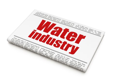 Industry concept: newspaper headline Water Industry on White background, 3D rendering