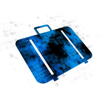 Travel concept: Pixelated blue Bag icon on Digital background