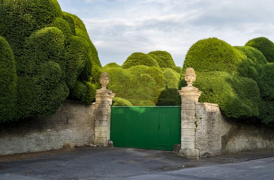 A gated English garden in the small town of Corsham, England