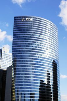 PARIS, FRANCE - SEPTEMBER 29, 2015: Tour EDF, located in La Defense business district in Paris, France 