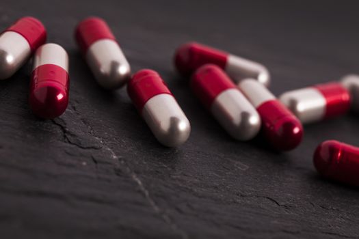 Set of capsules on white background. Studio Shot