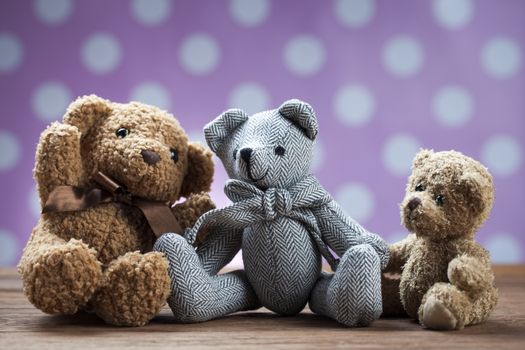 Children's World toy on a wooden background. Studio shot]