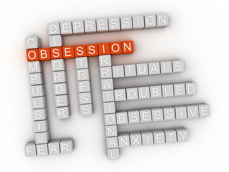 3d image Obsession word cloud concept