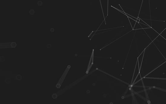 Abstract polygonal space low poly dark background with connecting dots and lines. Connection structure. 3d rendering