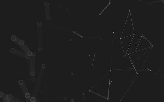 Abstract polygonal space low poly dark background with connecting dots and lines. Connection structure. 3d rendering