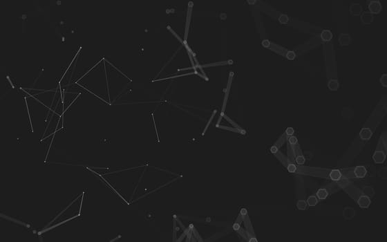 Abstract polygonal space low poly dark background with connecting dots and lines. Connection structure. 3d rendering