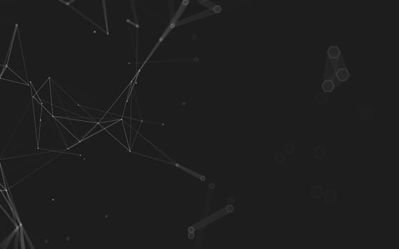 Abstract polygonal space low poly dark background with connecting dots and lines. Connection structure. 3d rendering