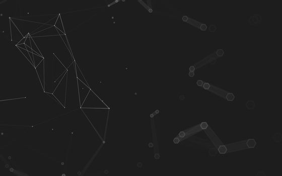 Abstract polygonal space low poly dark background with connecting dots and lines. Connection structure. 3d rendering