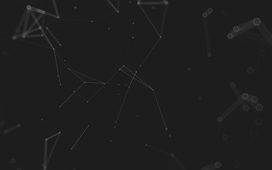 Abstract polygonal space low poly dark background with connecting dots and lines. Connection structure. 3d rendering