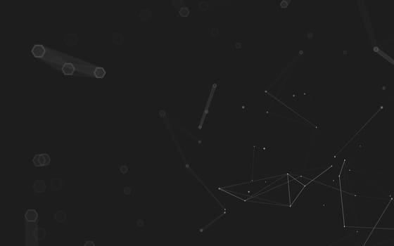 Abstract polygonal space low poly dark background with connecting dots and lines. Connection structure. 3d rendering