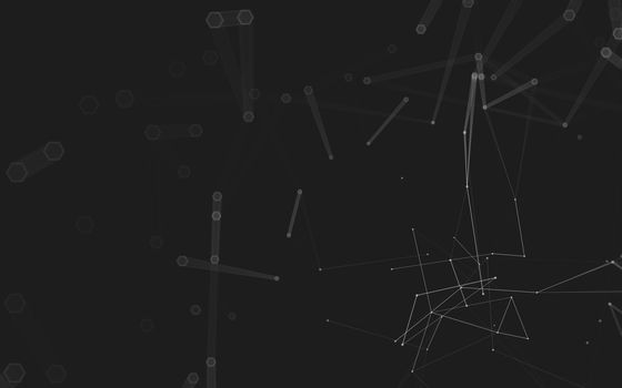 Abstract polygonal space low poly dark background with connecting dots and lines. Connection structure. 3d rendering