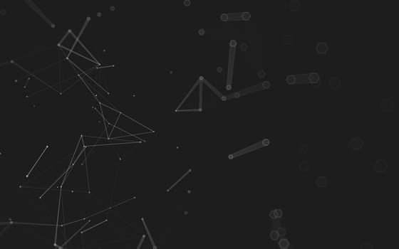 Abstract polygonal space low poly dark background with connecting dots and lines. Connection structure. 3d rendering