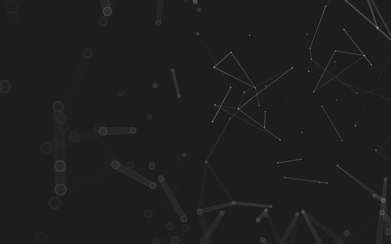 Abstract polygonal space low poly dark background with connecting dots and lines. Connection structure. 3d rendering