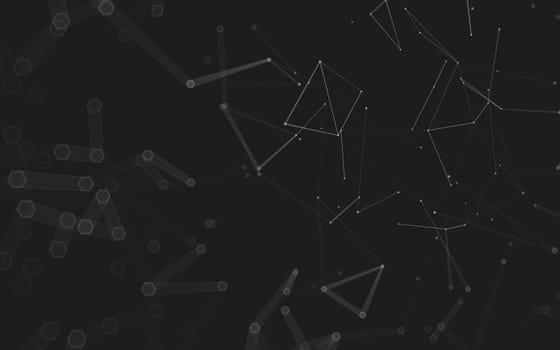 Abstract polygonal space low poly dark background with connecting dots and lines. Connection structure. 3d rendering