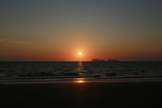 sunset and beach at Koh Sukorn Island in Palian of Trang - Thailand