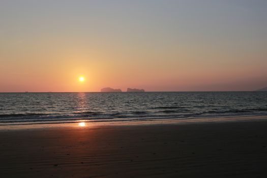 sunset and beach at Koh Sukorn Island in Palian of Trang - Thailand