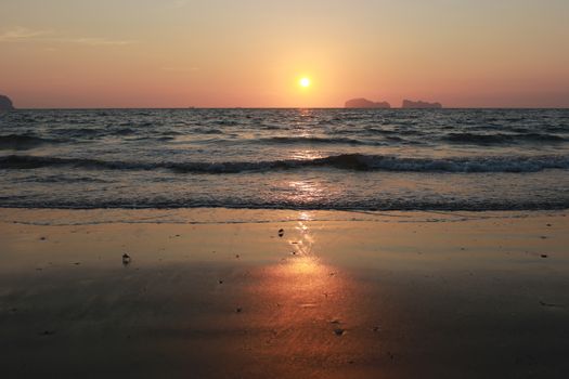 sunset and beach at Koh Sukorn Island in Palian of Trang - Thailand