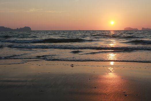 sunset and beach at Koh Sukorn Island in Palian of Trang - Thailand