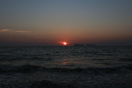 sunset and beach at Koh Sukorn Island in Palian of Trang - Thailand