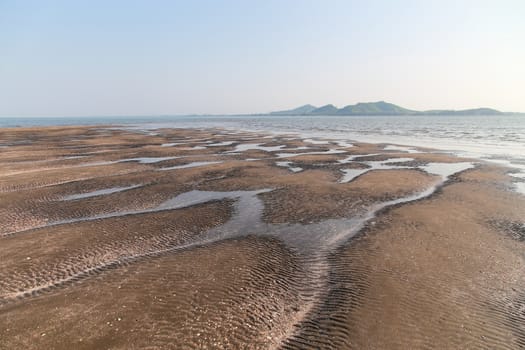 Beach in Sea when water down at Koh Sukorn in Palian of Trang - Thailand