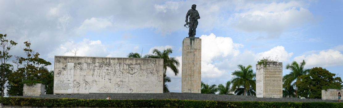 Santa Clara, Cuba - 8 january 2016: people visiting Che Guevara statue and the mausoleum in Revolution Square. Che participated in the Cuban revolution and the organization of the Cuban state
