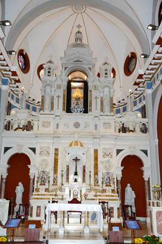 El Cobre, Cuba - 14 january 2016: interior of El Cobre church and sanctuary 13km from Santiago de Cuba, Cuba