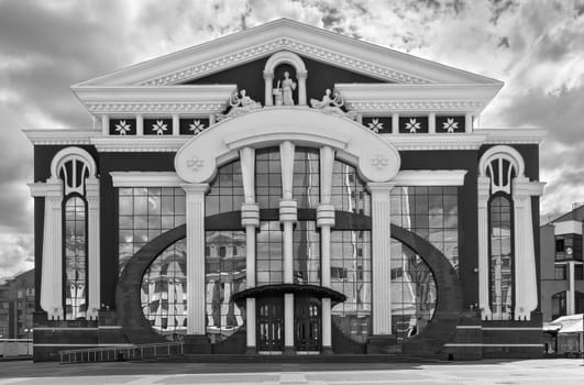 The Opera house in Saransk, Russia. The Capital Of The Republic Of Mordovia. Black-and-white.