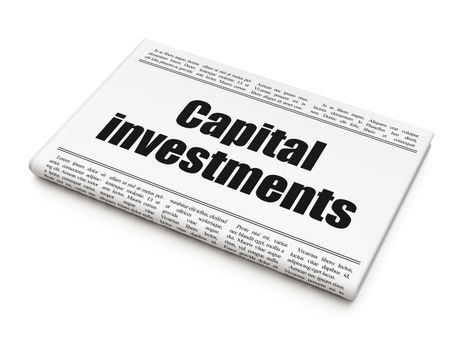 Currency concept: newspaper headline Capital Investments on White background, 3D rendering