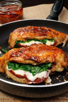 Stuffed breast baked with dried tomatoes, mozzarella, spinach