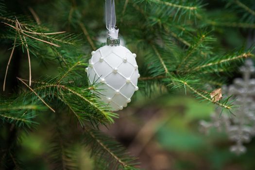 Christmas Ornaments ball on a Christmas Tree.