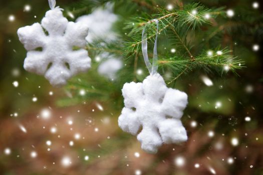 Snowflake on a Christmas tree Season Greetings