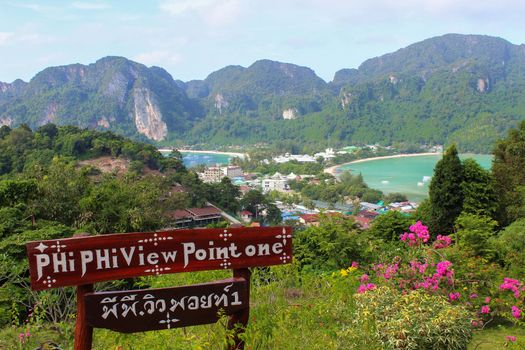 a viewpoint to the bay on Phi Phi Don Island Krabi, Thailand