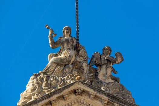 Detail of a statue in a Sicilian baroque church