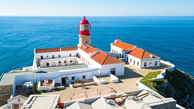 Aerial from lighthouse Cabo Vicente in Sagres Portugal