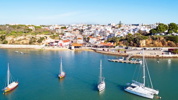Aerial from the village Alvor in the Algarve in Portugal