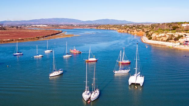 Aerial from the harbor from Alvor in Portugal