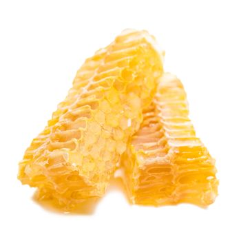 bee honeycomb with honey on a white background