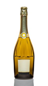 Closed bottle of champagne on a white background