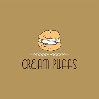 cream puff cake pastry theme vector art illustration