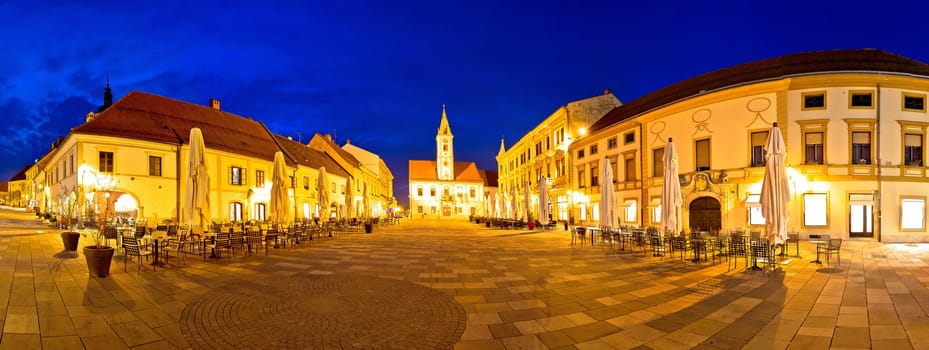 Town of Varazdin central square panorama, baroque town in northern Croatia