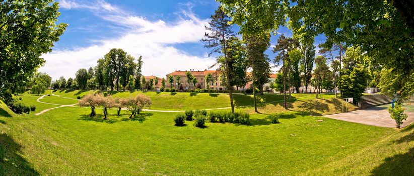 Town of Karlovac park panoramic view, northern Croatia