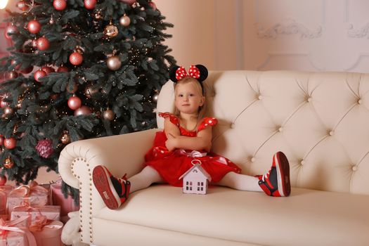 Close-up portrait of a girl dressed as a mouse