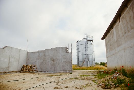 The construction site. Construction of the new warehouse