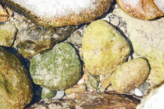 river and sea stones as background