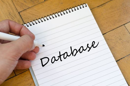 Database text concept write on notebook