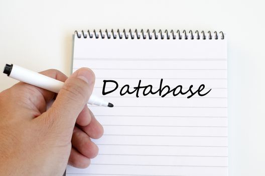 Database text concept write on notebook