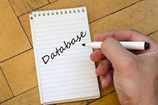 Database text concept write on notebook