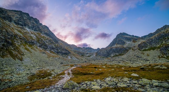 Mountain Landscape in the Evening. Mlynicka Valley, High Tatra, Slovakia.