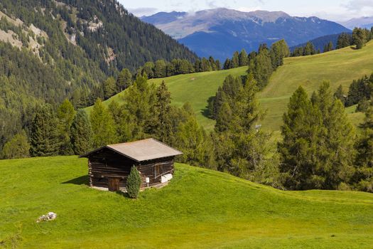 View of a high mountain refuge on a sunny day