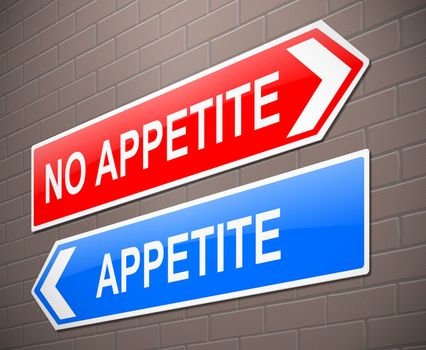 Illustration depicting a sign with an appetite or no appetite concept.